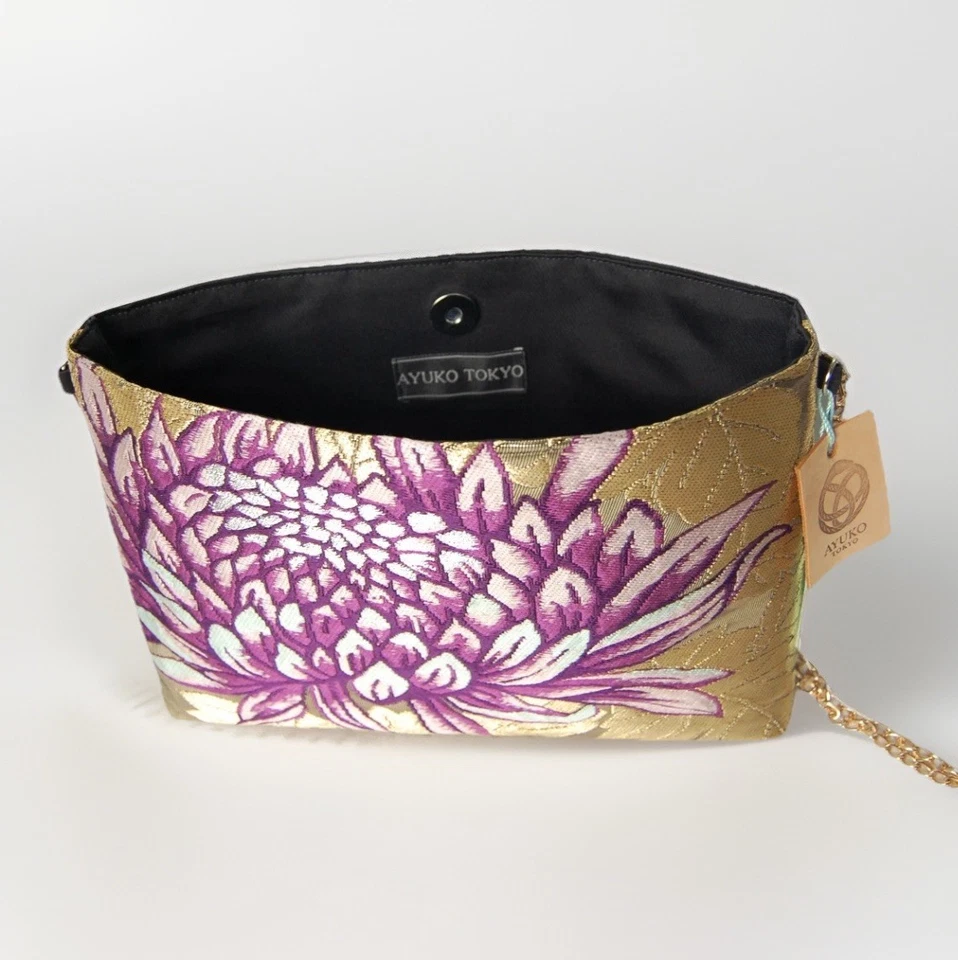 One-of-a-Kind 100% Silk Kimono Obi Shoulder Bag | Handmade Japanese Crossbody - Image 4 of 4