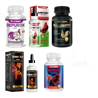 VITOFARMA Combo - Depurox- Gallobiotic- Nitrox- Ener-jet- one of each- Gallos- Roosters