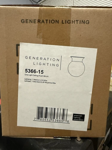 Sea Gull Lighting Generation 5366-15 Traditional One Light Flush Mount White New - Picture 2 of 4