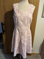 BNWT Fever Pink & Ivory Sleeveless Floral Tea Prom Dress UK 14