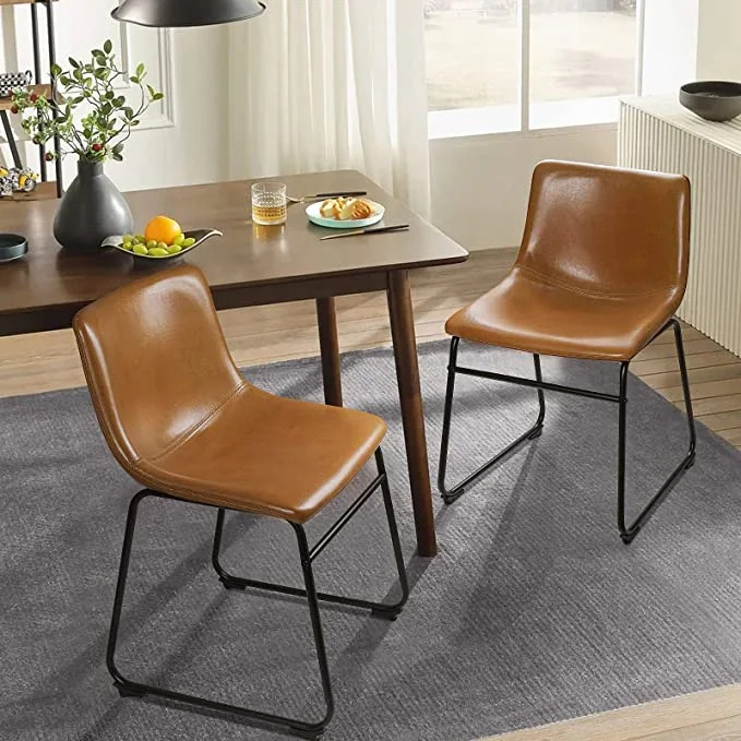 Bossin Faux Leather Dining Chairs Set of 2, 18 Inch Kitchen & Dining Room