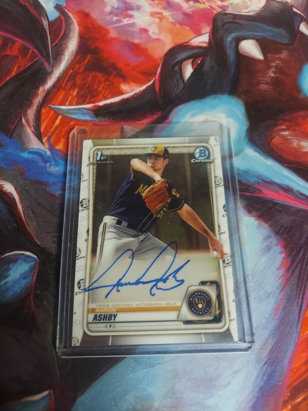 2020 Bowman Chrome Bsseball Aaron Ashby 1st Autograph Brewers!!