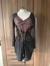 Angels Never Die Womens Corset Front Dress Long Sleeve Cotton Size 2 UK 12 Wrap