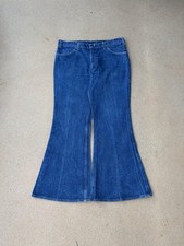Vintage 70  s Levi  s 684 Orange Tab Bellbottom Flare Faded Denim Jeans Size 36x29