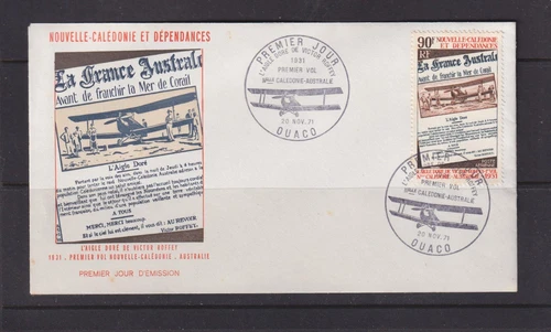 NEW CALEDONIA, 1971 50th. Anniversary Flight to Australia 90f. First Day cover