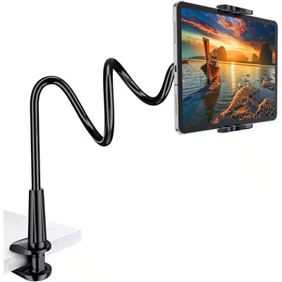 Gooseneck Tablet Holder Stand Adjustable Flexible Arm Mount Clamp for 4.7-10.5 D