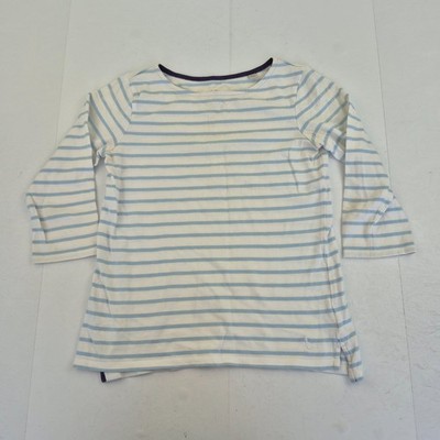 Jack Wills Top 6 weiß blau Damen 3/4 Arm Rundhals 100% Baumwolle gestreift