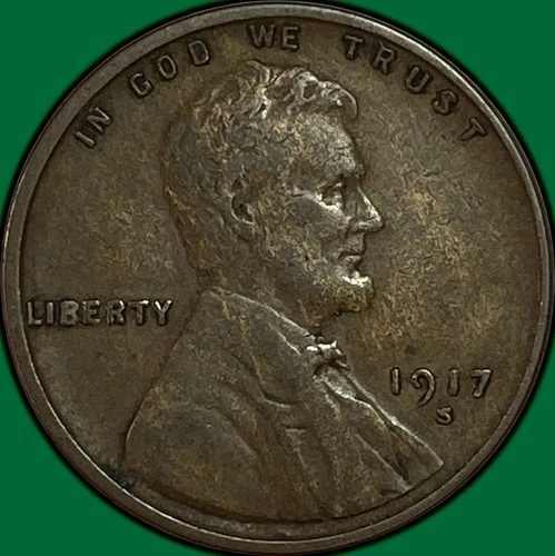 1917-S Lincoln Wheat Cent Extremely Fine XF Coin #36765