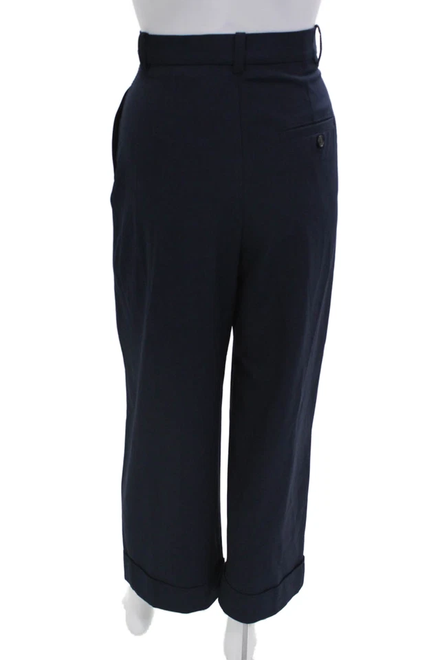 Zara Women's Hook Closure Pleated Front Cuff Hem Dress Pants Blue Size S - Image 3 of 3