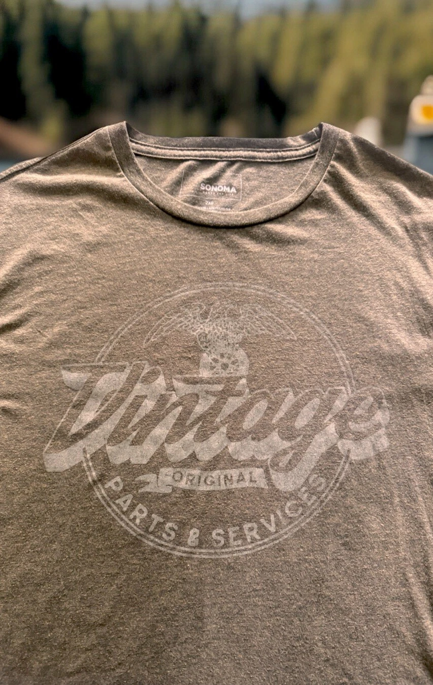 SONOMA "VINTAGE” GRAPHIC COTTON BLEND TSHIRT ARMY-GREEN MENS BIG & TALL SIZE 2XB