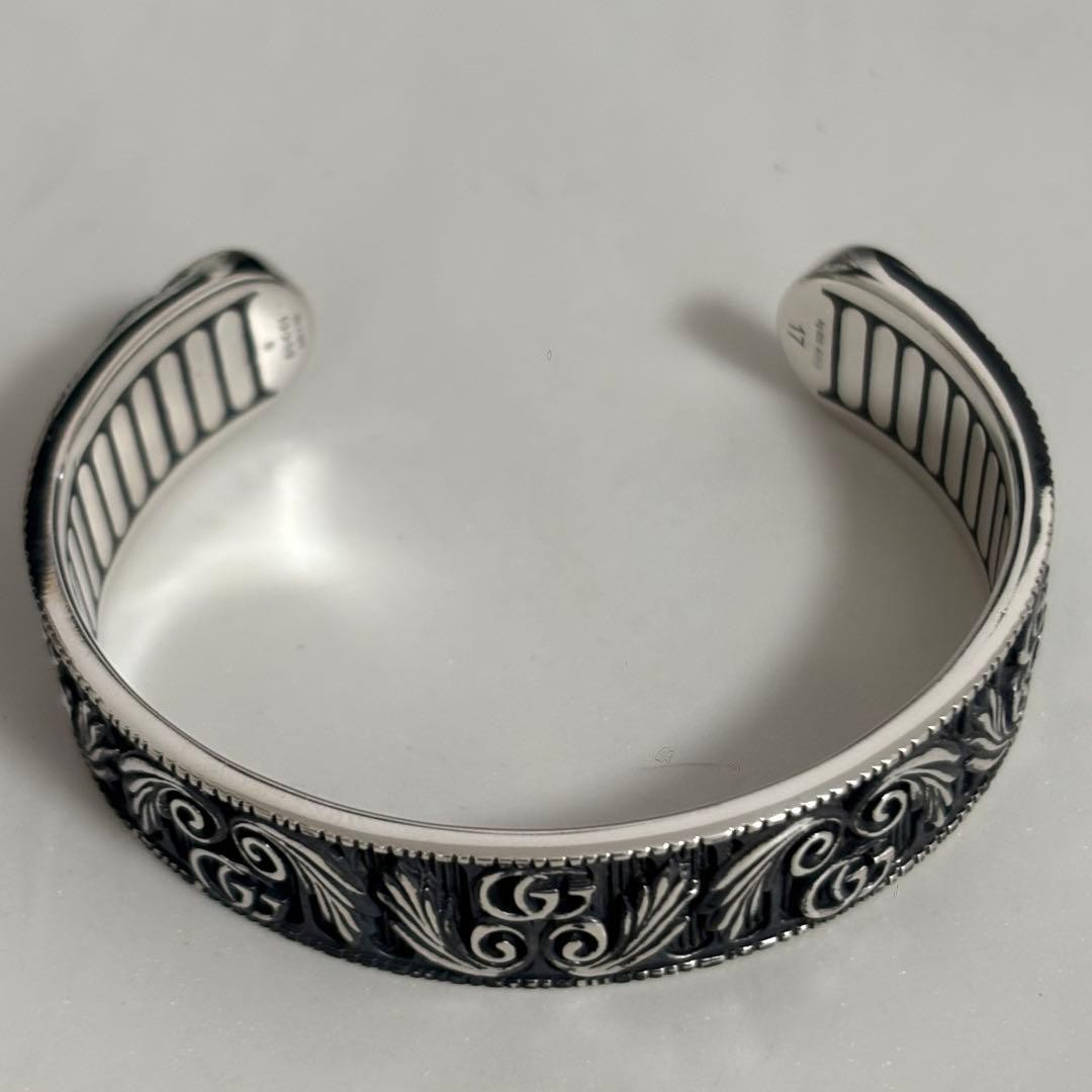 GUCCI Interlocking Marmont Bangle 925 Silver Engr… - image 10
