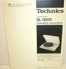 Vintage  Operating Instructions for TECHNICS SL-Q200 TURNTABLE SYSTEM