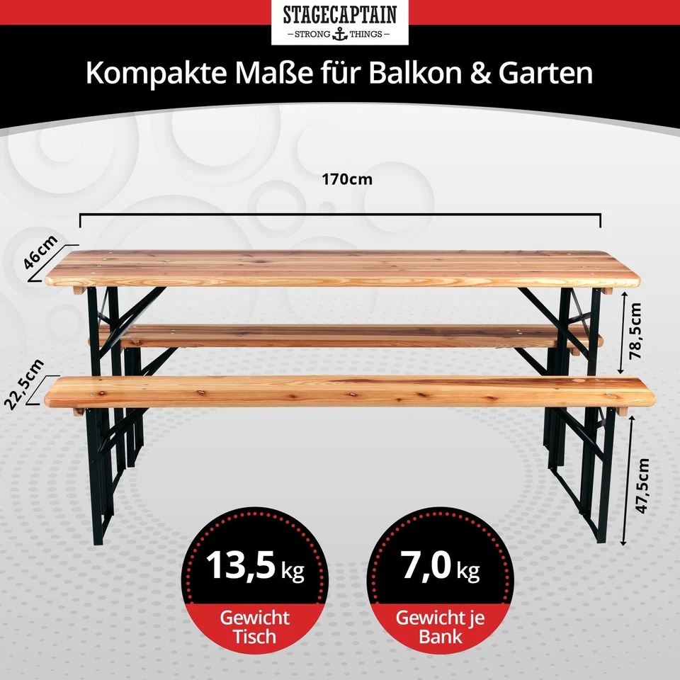 5x Ensemble Brasserie Table Banc Bois Pliable Meuble Jardin Terrasse Fete Bar - Photo 3/4