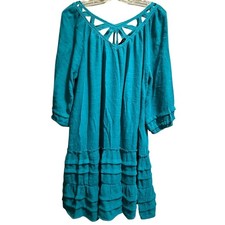 Casual Express Teal 3/4 Sleeve Mini Dress  - Size Medium