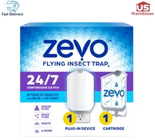 ZEVO Indoor Flying Insect Trap – Plug-In Base + Refill for Flies, Gnats & Fruit