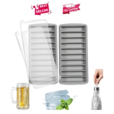 Compact Gray Silicone Ice Stick Tray for Cocktails & Refreshing Drinks – 2PC Set
