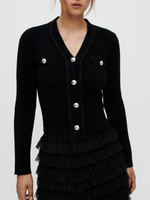 Maje Damen Strickjacke Schwarz V-Neck Cardigan KnöPfe Gr. 1 S Fr 36