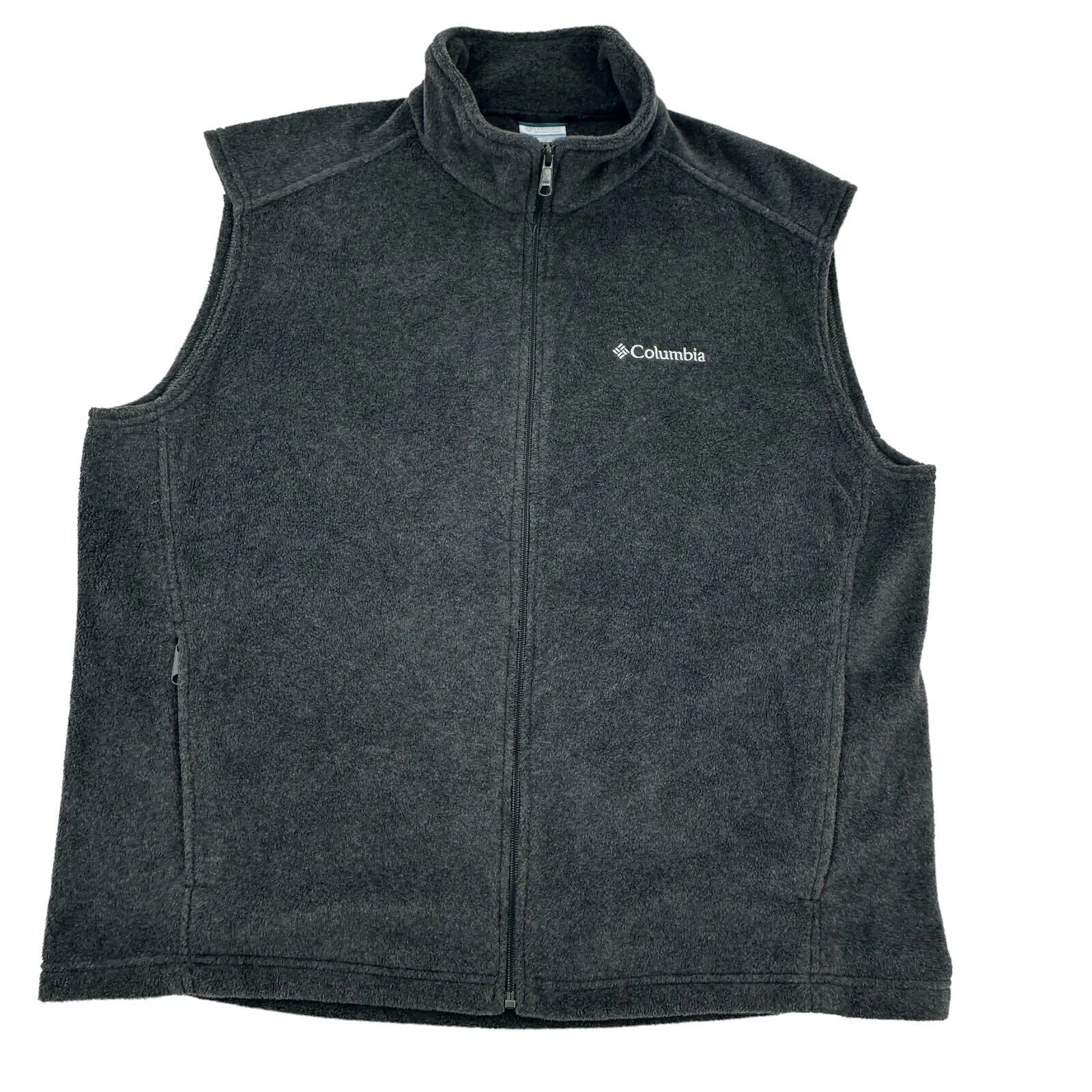 Columbia Mens XL Steens Mountain Fleece Vest Charcoal Gray Full Zip Soft Shell