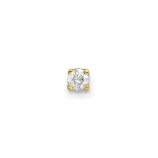 14k Yellow Gold 1/20 Ct Round Cut Diamond Single Solitaire Stud Earrings