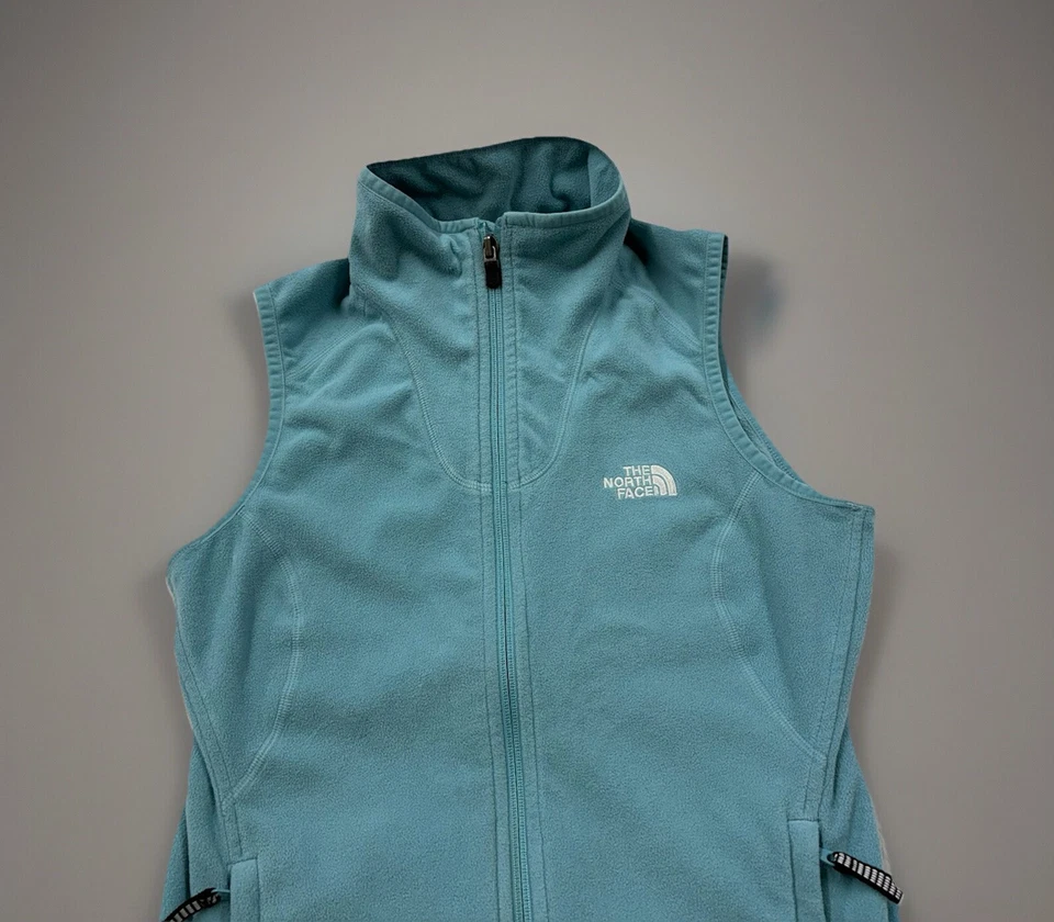 The North Face Azul TKA 100 Glaciar Cremallera Completa Vellón Chaleco Chaqueta Para Mujer PEQUEÑO Foto 2 de 4