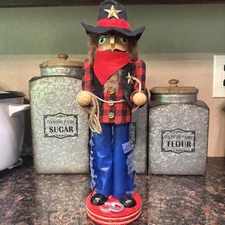 Jingle & Joy Cowboy Nutcracker Western Rodeo Plaid Rope Faux Leather Look Chaps