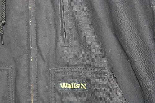 Walls Jacket Mens Large Black Faded Full Zip Canvas Workwear Y2K - Picture 9 of 10