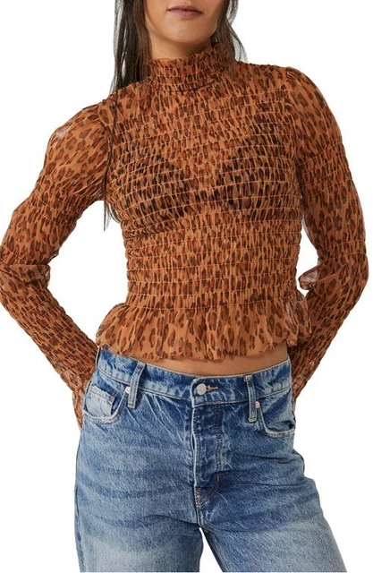 Free People Hello There Top - XS LEOPARD COMBO 196790155607 XS RT $88.0