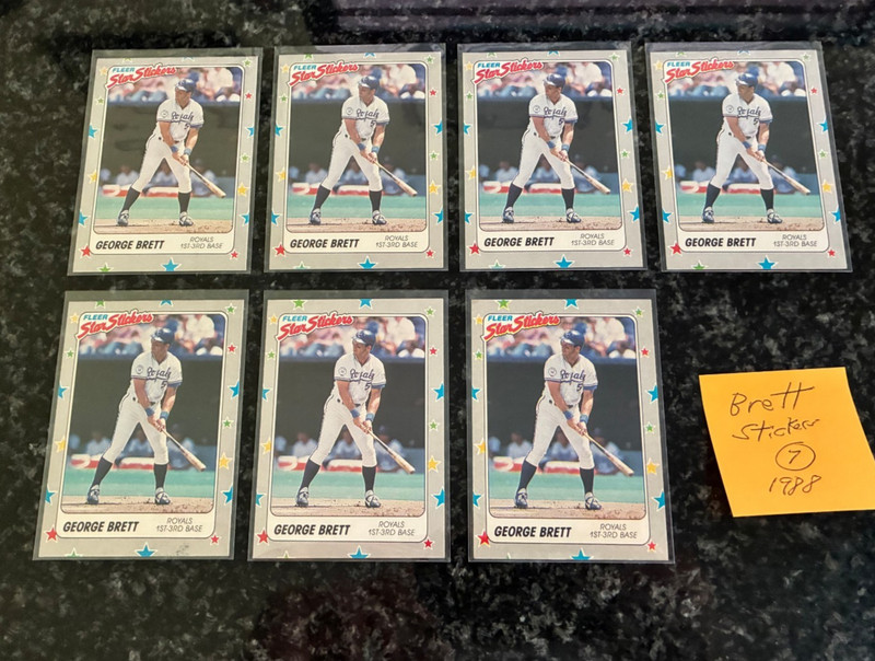 GEORGE BRETT FLEER STICKER CARD LOT (1988)...............7 TOTAL
