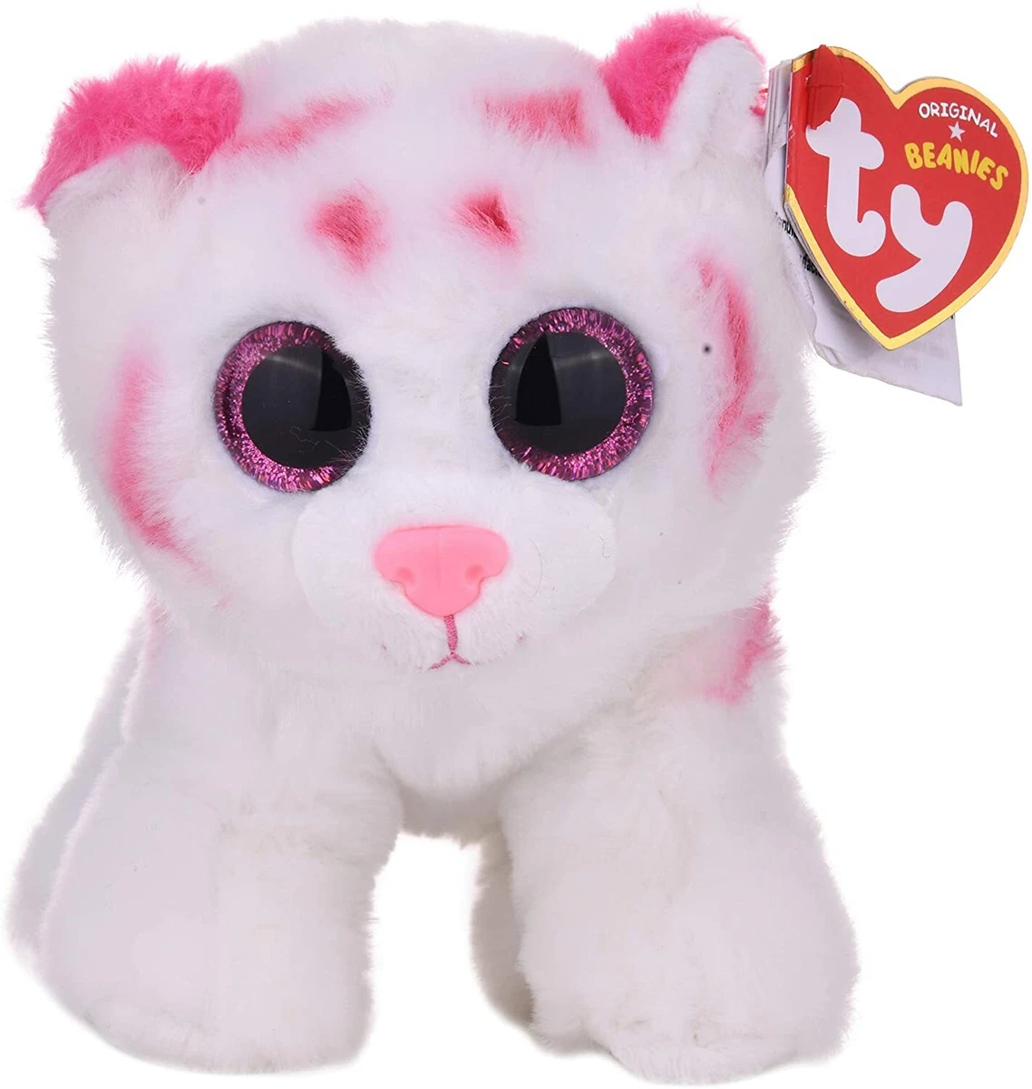 Ty Inc. Beanie Boo Plush Stuffed Animal Tabor the Pink White Tiger