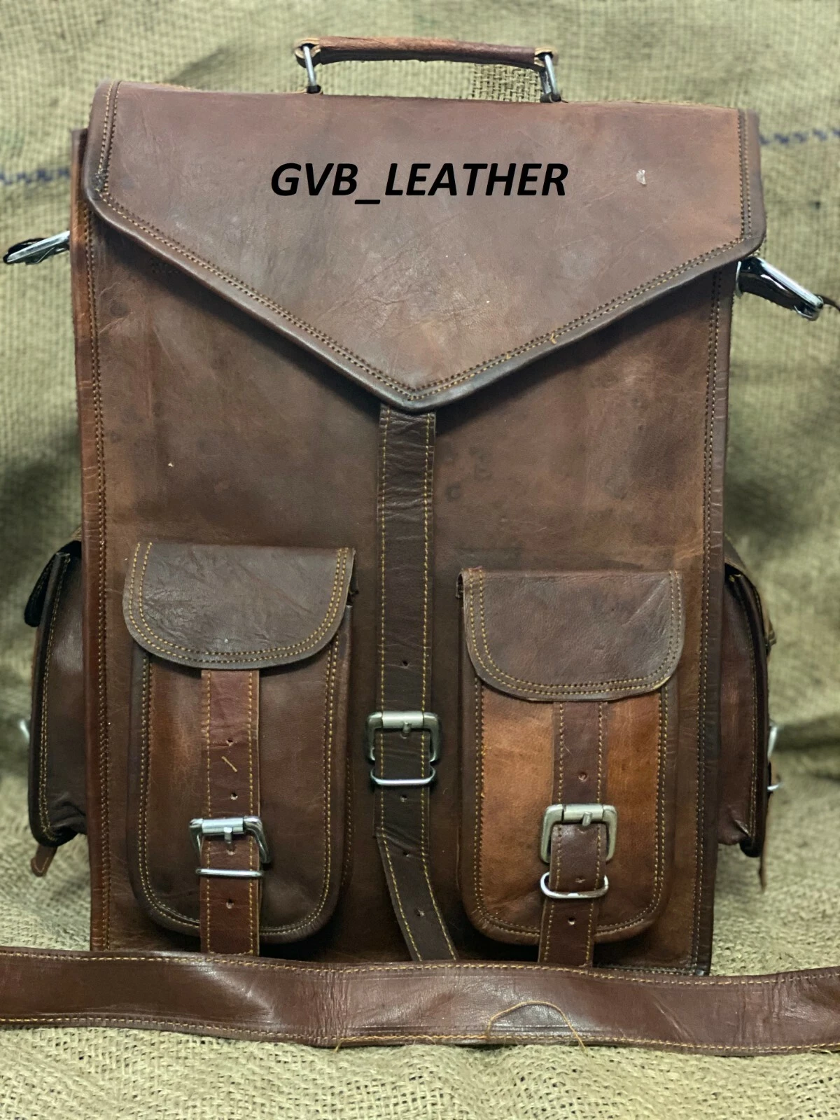 20" Genuine Leather Special Backpack Rucksack Travel Bag For Men's and Women's