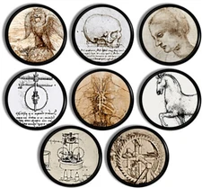 Da Vinci Cabinet Knobs – Renaissance Line Art Sketch Drawer Pulls - 8 Piece Set