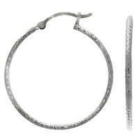 Creolen Ohrringe 925 Sterling Silber Rhodiniert Diamantiert Mit Klappverschluss