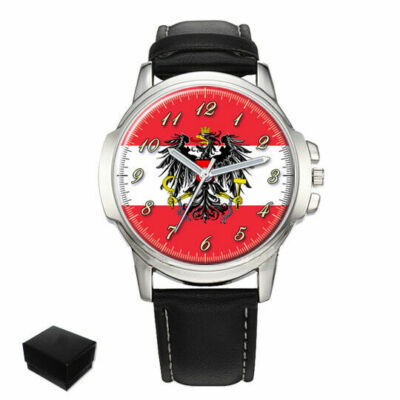 ÖSTERREICH FLAGGE ADLER WAPPEN HERREN HERREN ARMBANDUHR GEBURTSTAG GESCHENK GRAVUR