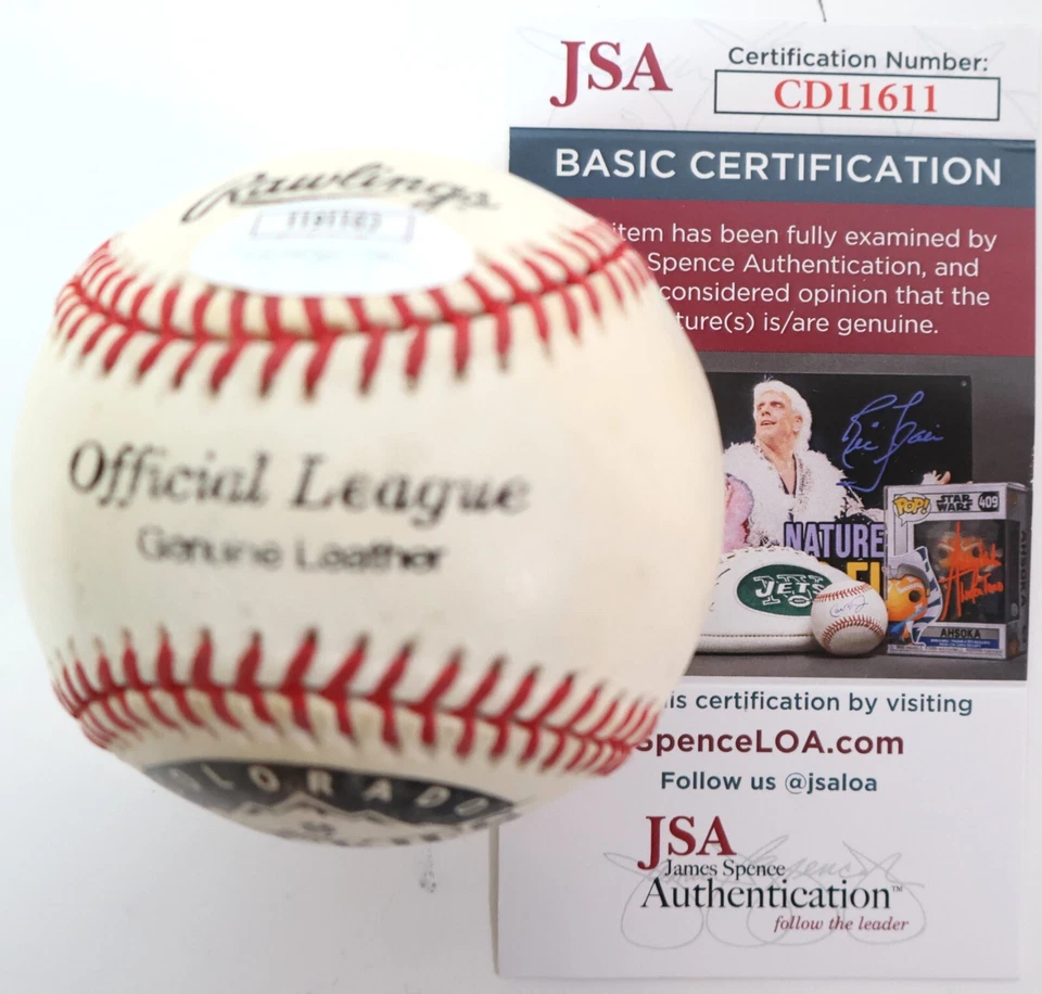 Ryan Turner Autografiado Colorado Rockies Est. 5 de julio de 1991 logotipo original béisbol Foto 3 de 3