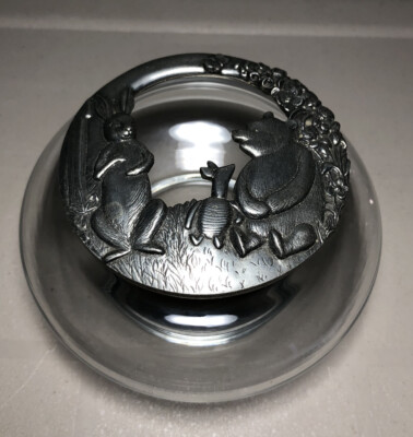 Disney Winnie The Pooh Danforth Pewter Cover Glass Candle Holder Potpourri Jar