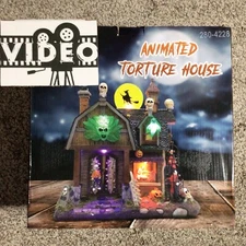 NIB FG Squared Halloween Village Animated Torture Barn house Music Resin 10”
