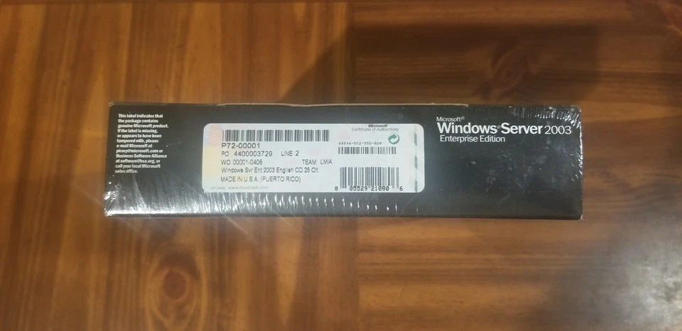 NEW SEALED Microsoft Windows Server 2003 Enterprise x86 25 CAL RETAIL P72-00001  - Image 2 of 3