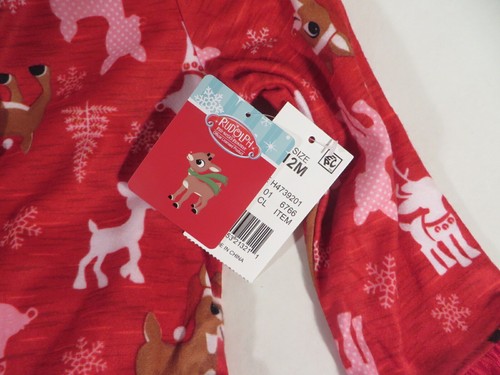 Target 2 Piece PJ's Sleepwear Rudolph Red Holiday Girl Toddler 12 MO NWT - Picture 4 of 6