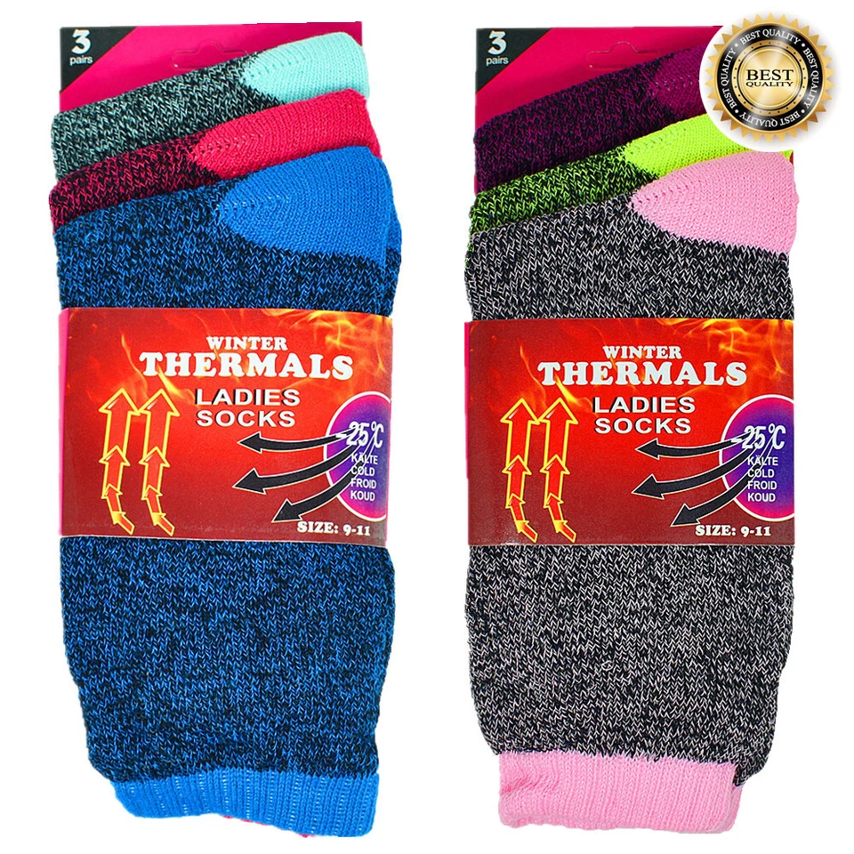 3-12 pares de calcetines térmicos térmicos de invierno para mujer talla 9-11 Foto 2 de 4