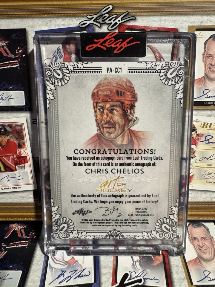 2021-22 Hoja Arte del Hockey Chris Chelios Auto Retrato Púrpura/4 Foto 2 de 2