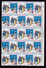 MINT NEVER HINGED BLOCK OF TWENTY-FIVE 1964 BOYS TOWN LABELS