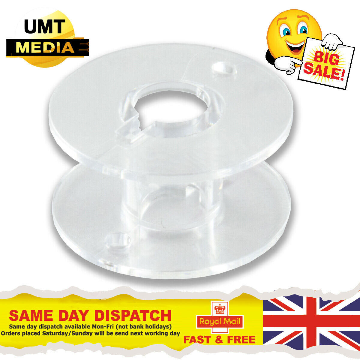 20 X Clear Bobbins Domestic Sewing Machine Plastic Spool UNIVERSAL UK