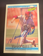 TOMMY GREENE AUTOGRAPHED 1992 DONRUSS HIGHLIGHTS CARD W/COA