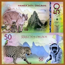 Brazil, Serra dos Órgãos National Park, 50 Reais Polymer 2018, Jaguar, Monkey F