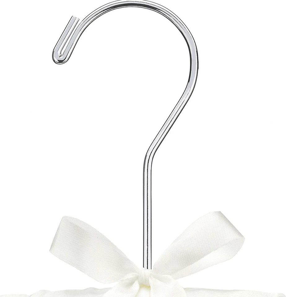 Conjunto de 6 perchas de satén acolchadas de metal blanco gancho giratorio vestidos blusas lencería Foto 4 de 4