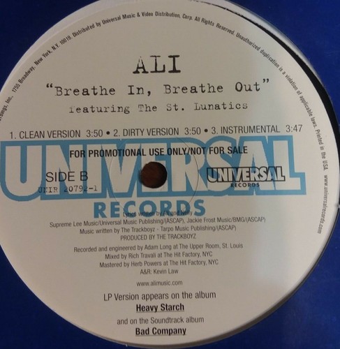 Ali F/The St. Lunatics Breathe In Breathe Out LP Universal Records Promo - Picture 3 of 3