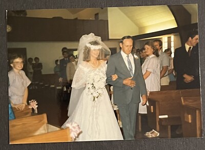 FOUND VINTAGE PHOTO PICTURE Bride Walking Down The Aisle On Wedding Day
