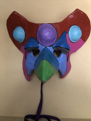 Vintage Paper Mache Carnival Mask Signed By Artist William J Breitenbach