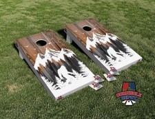 Bigfoot Sasquatch Mountains Cornhole Board Vinyl Wrap Laminated Sticker Set