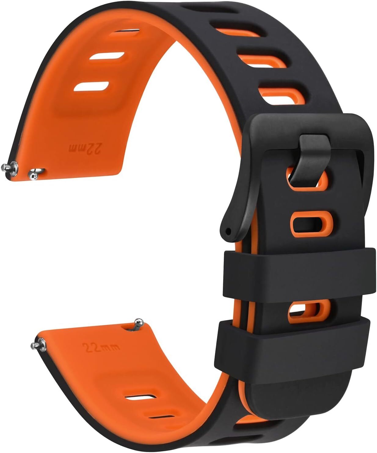 22mm Bicolor Watch Band, Silicone Rubber, Quick Release Replacement Strap for Me